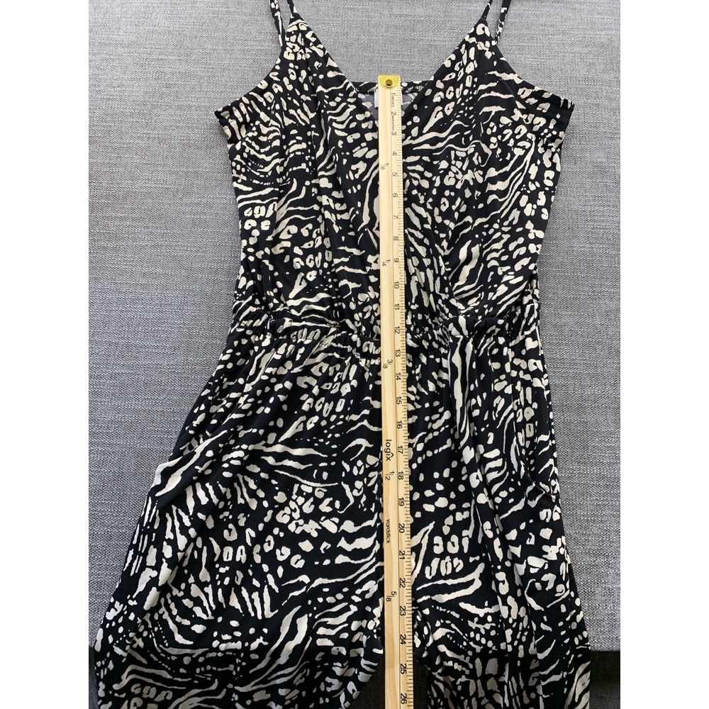 Peyton Jensen Jumpsuit Womens Medium Black Beige Animal Print Spaghetti Straps - Picture 11 of 14